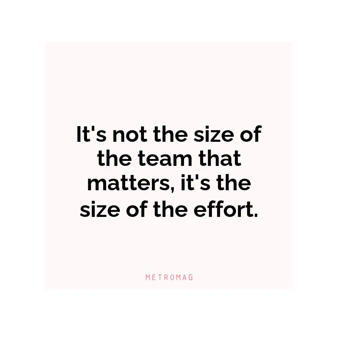It's not the size of the team that matters, it's the size of the effort.