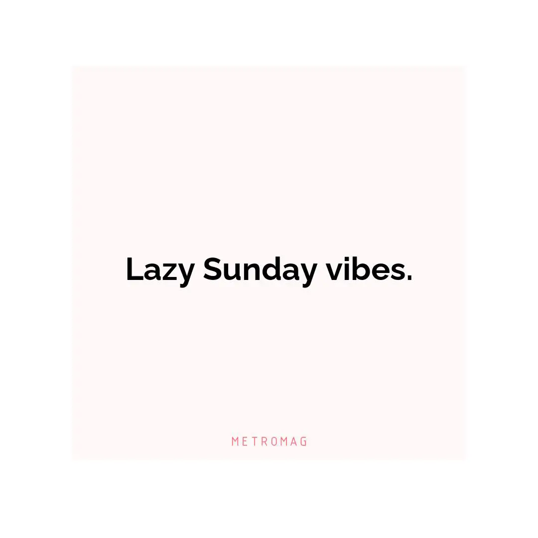 Lazy Sunday vibes.