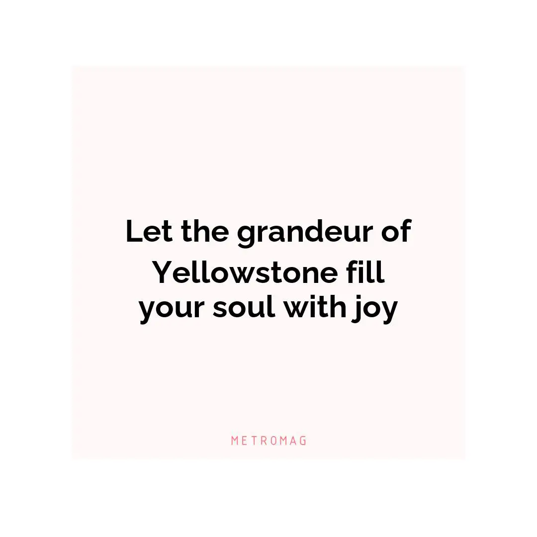 Let the grandeur of Yellowstone fill your soul with joy