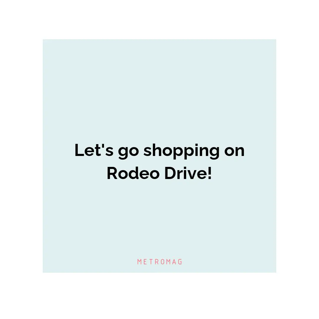 Let's go shopping on Rodeo Drive!