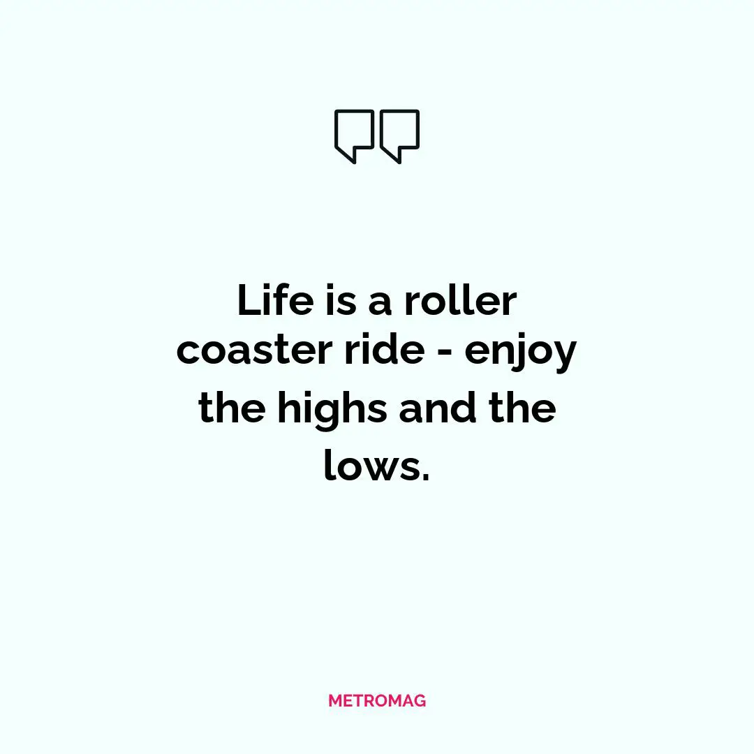 Life is a roller coaster ride - enjoy the highs and the lows.