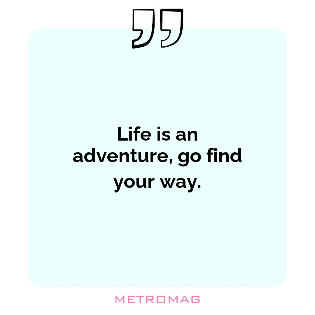 Life is an adventure, go find your way.