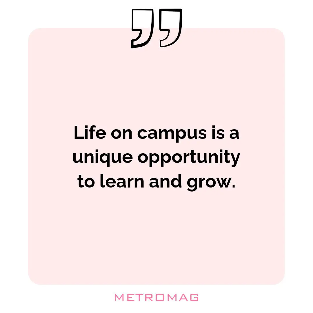 Life on campus is a unique opportunity to learn and grow.