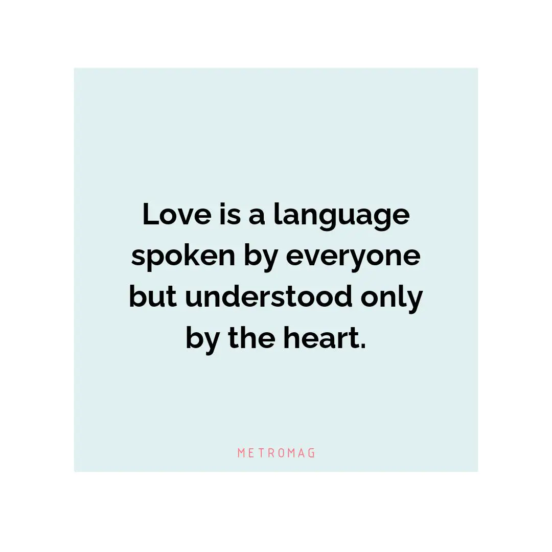 Love is a language spoken by everyone but understood only by the heart.