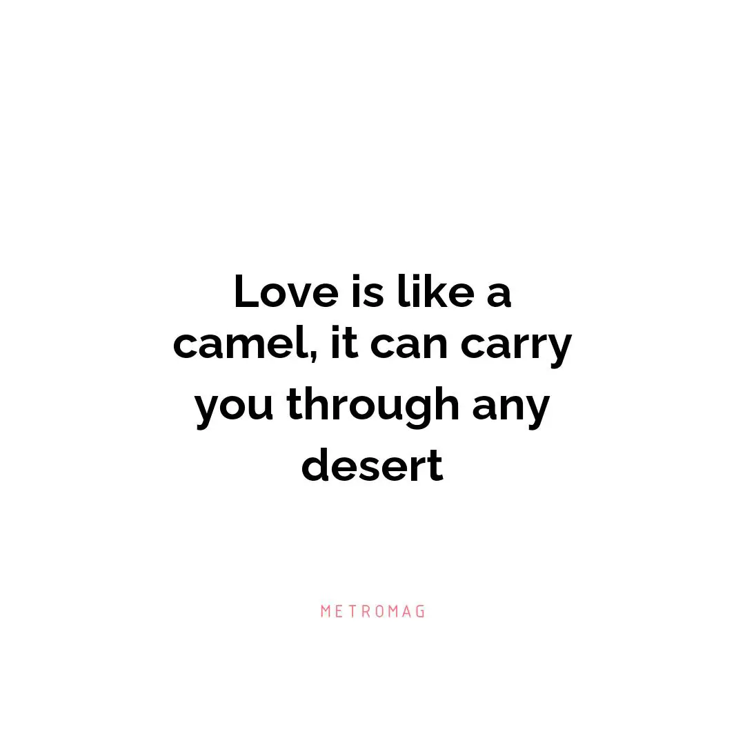 Love is like a camel, it can carry you through any desert