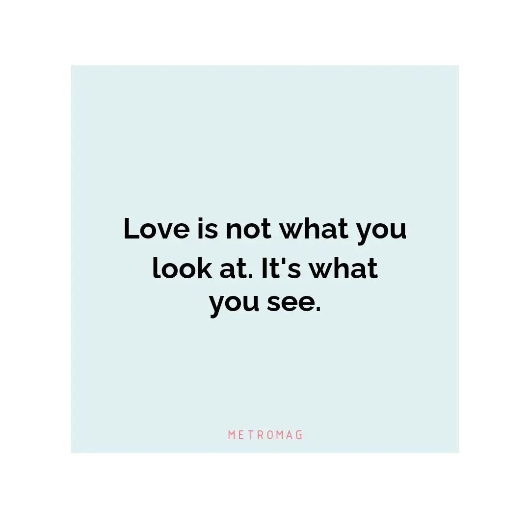 Love is not what you look at. It's what you see.