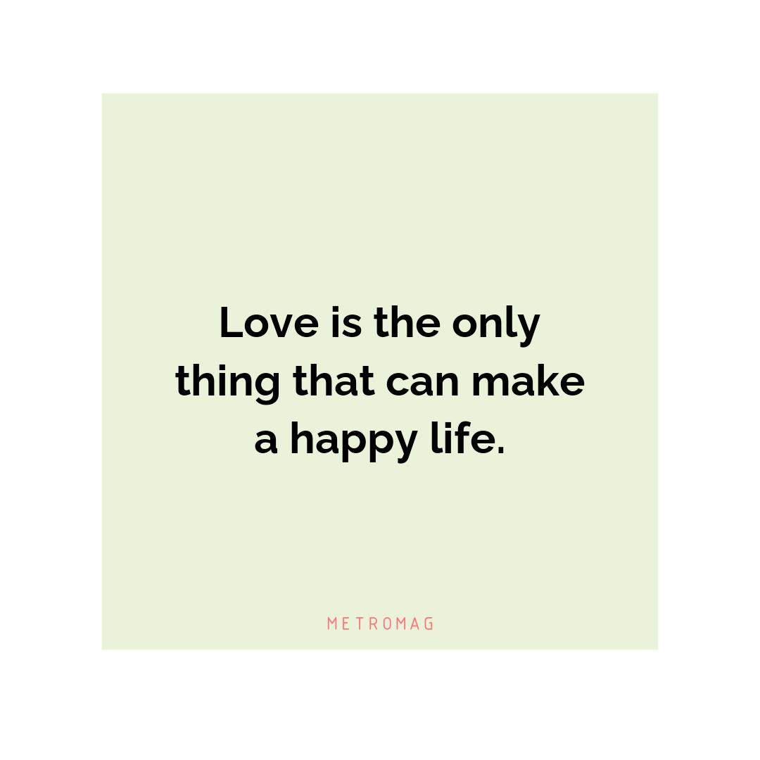 Love is the only thing that can make a happy life.