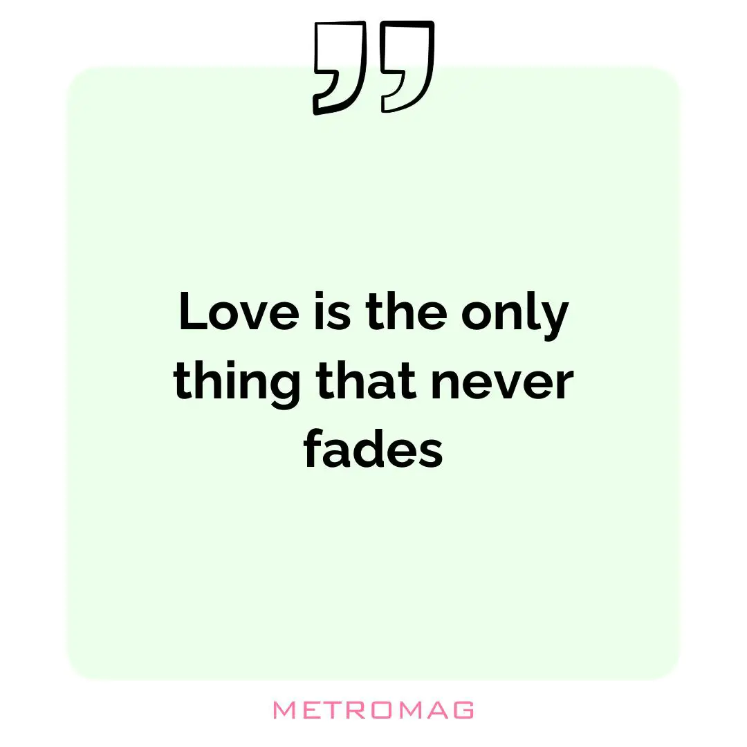 Love is the only thing that never fades
