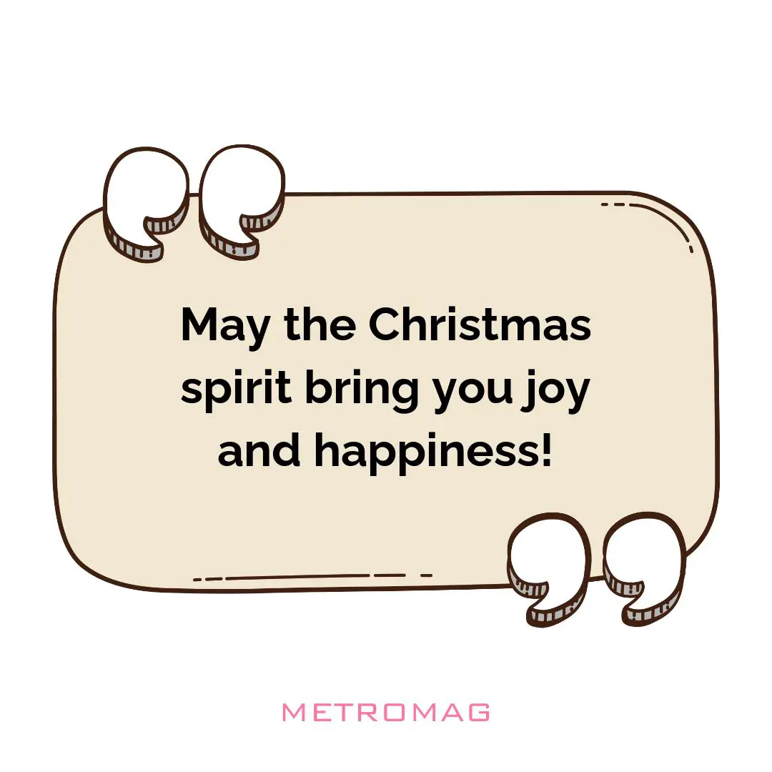 May the Christmas spirit bring you joy and happiness!