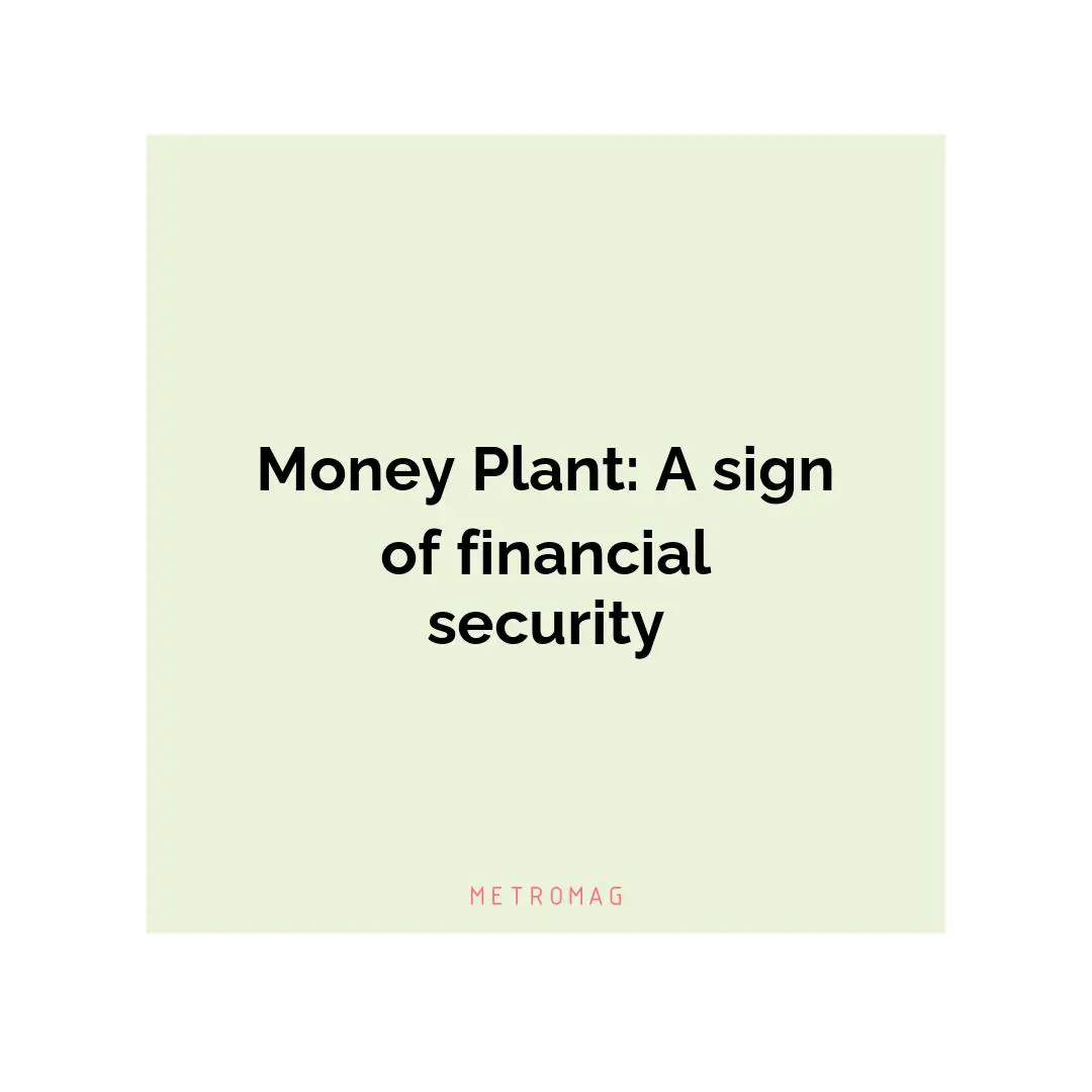 Money Plant: A sign of financial security