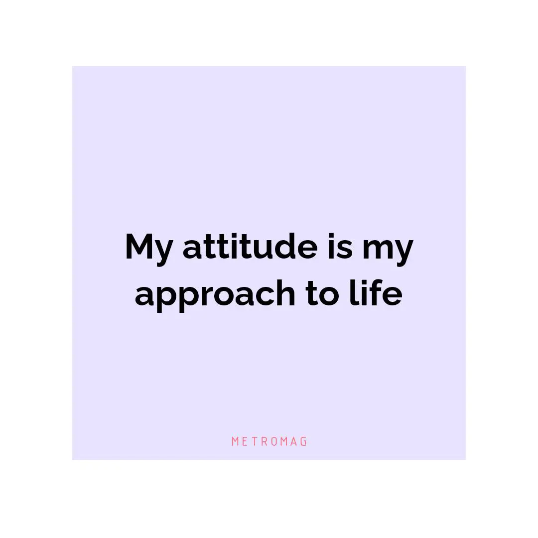 My attitude is my approach to life