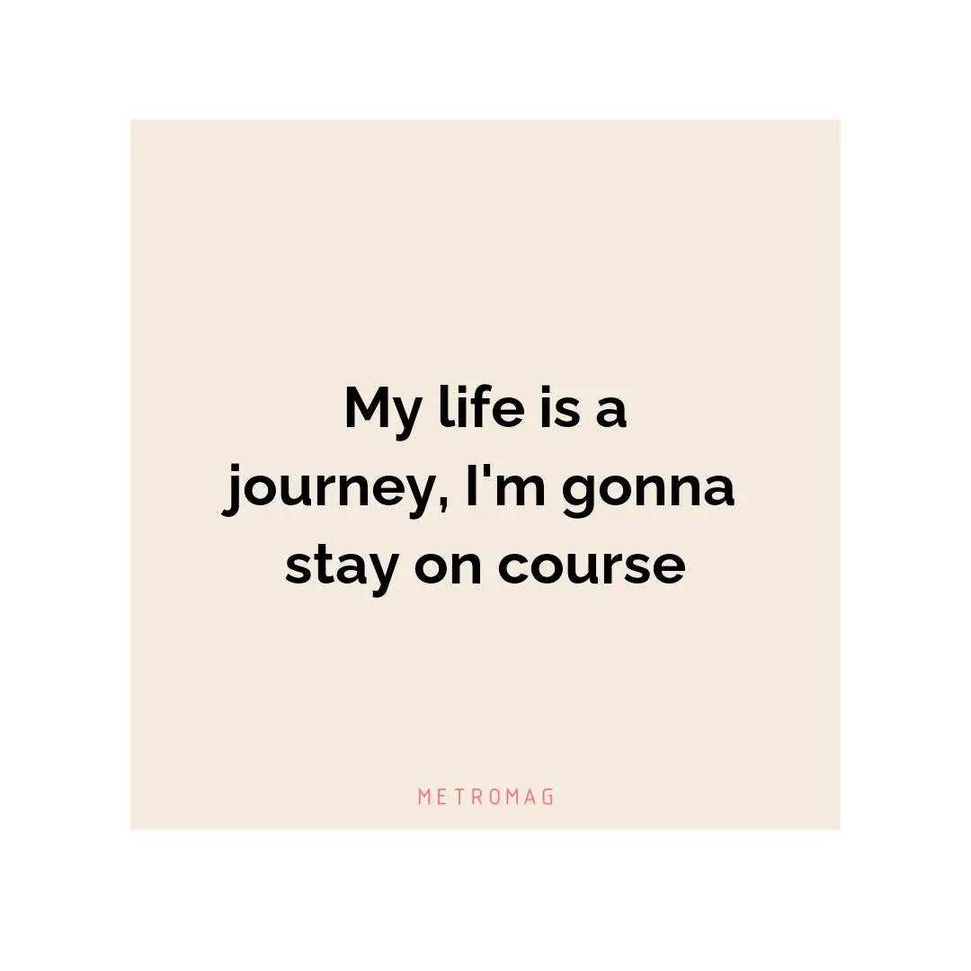 My life is a journey, I'm gonna stay on course