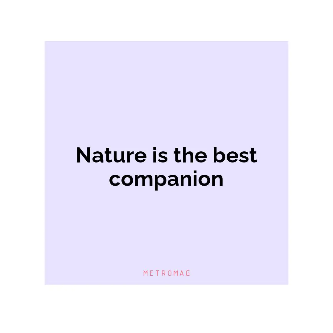 Nature is the best companion