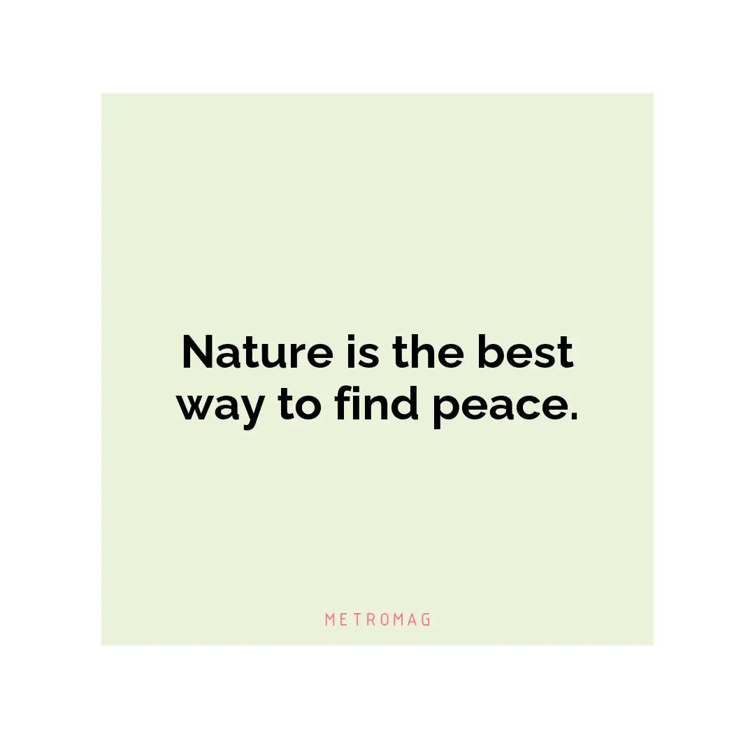 Nature is the best way to find peace.
