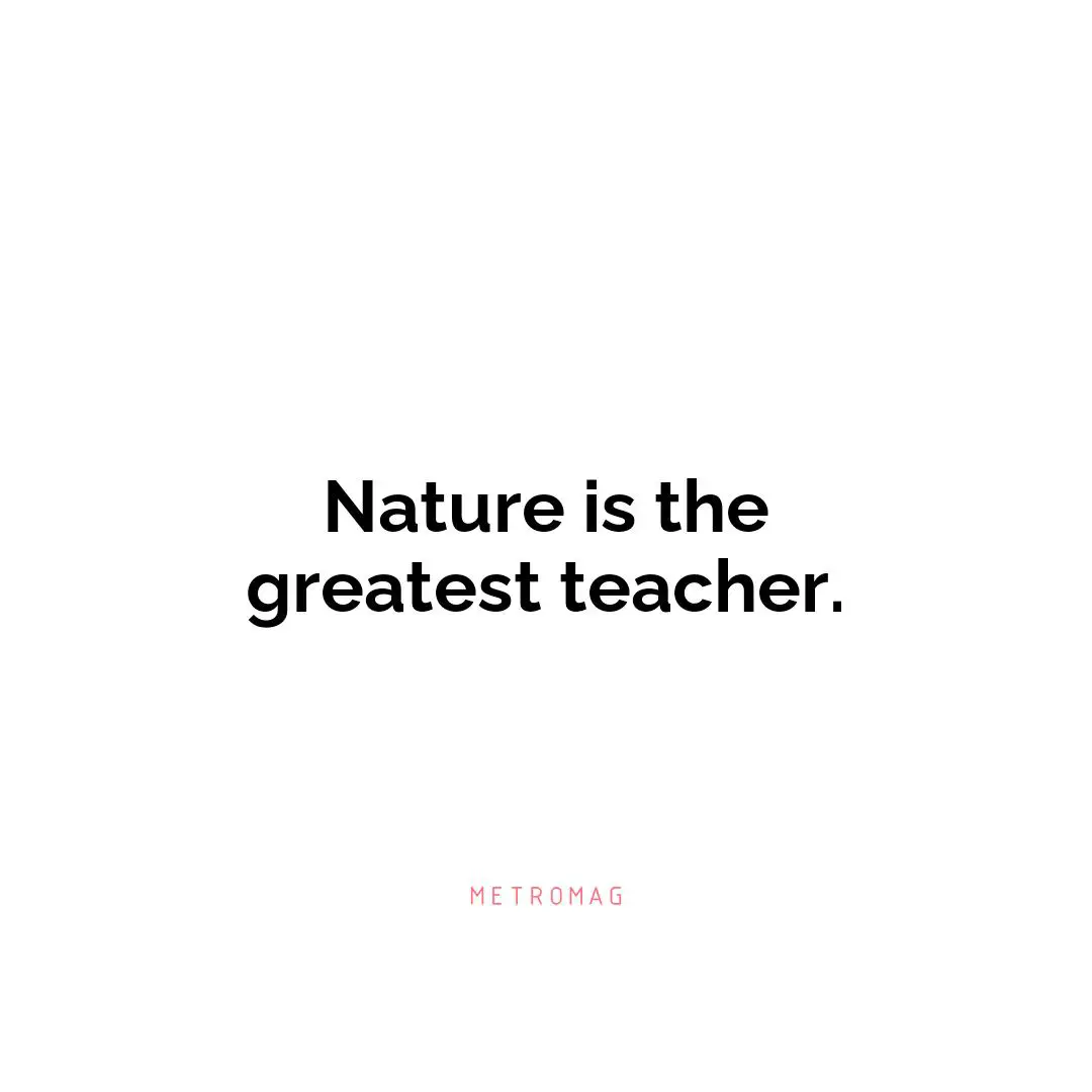 Nature is the greatest teacher.
