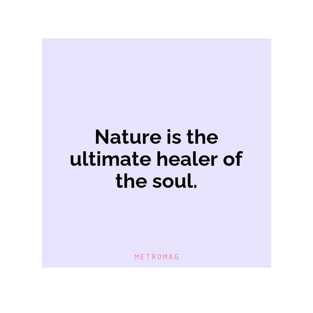 Nature is the ultimate healer of the soul.