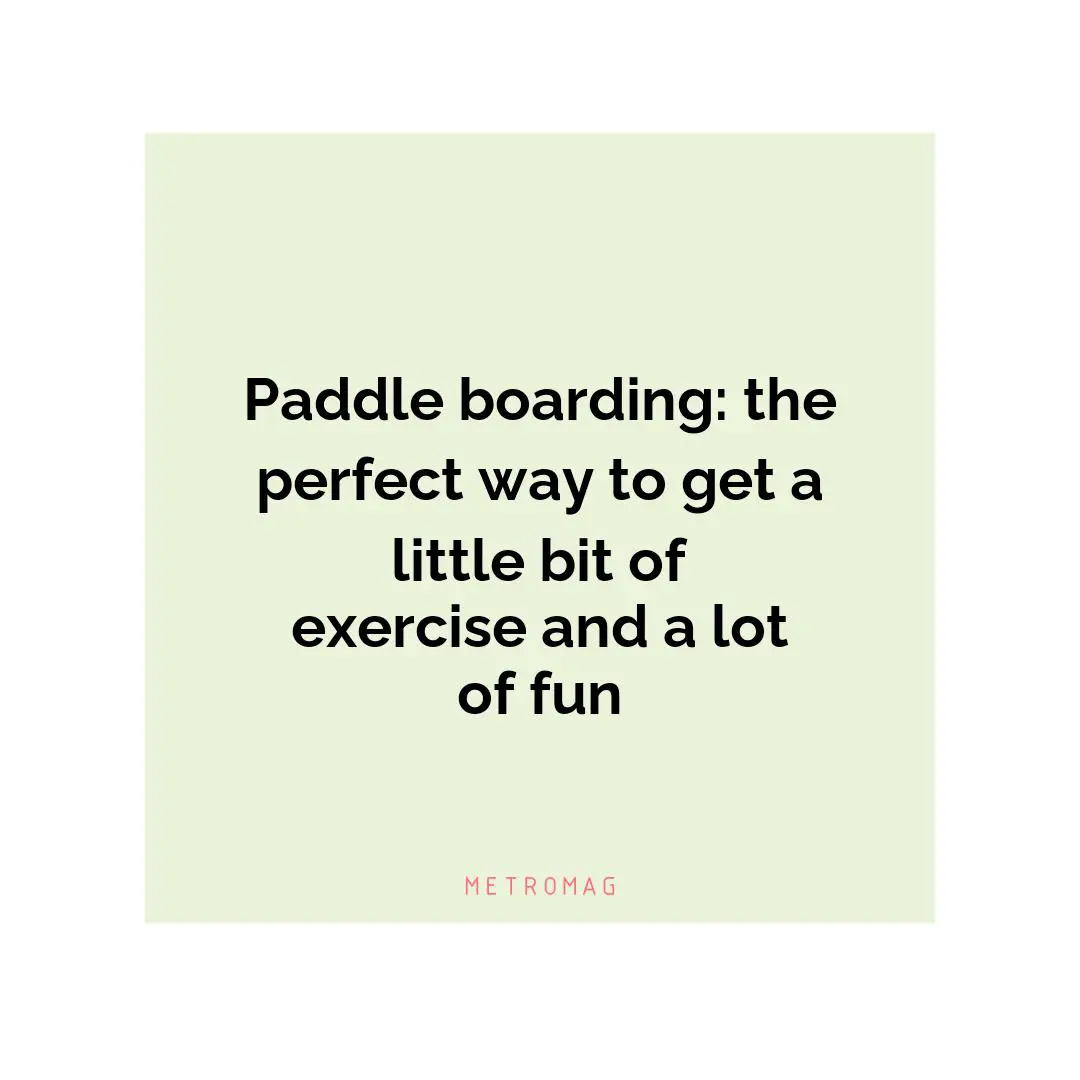Paddle boarding: the perfect way to get a little bit of exercise and a lot of fun