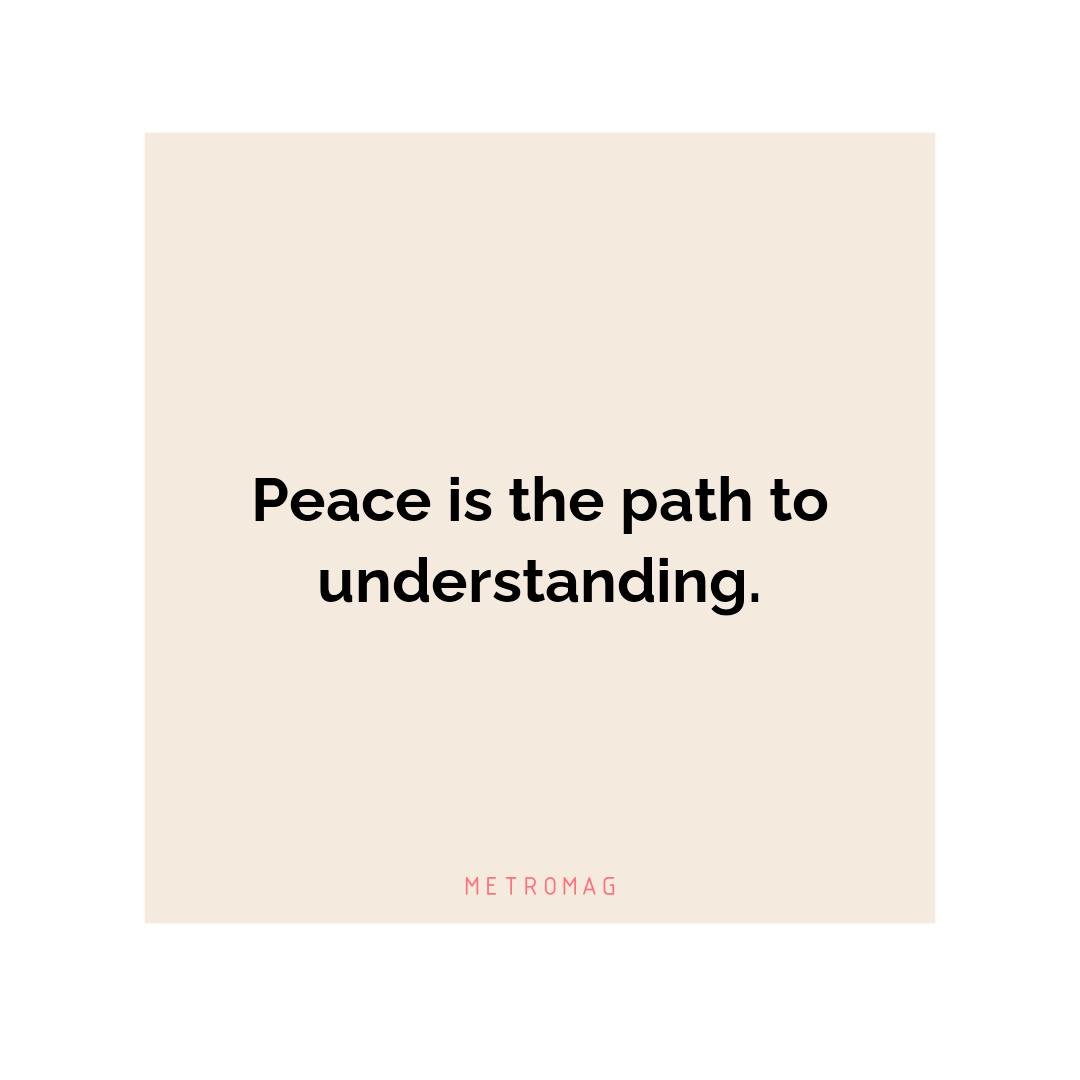Peace is the path to understanding.