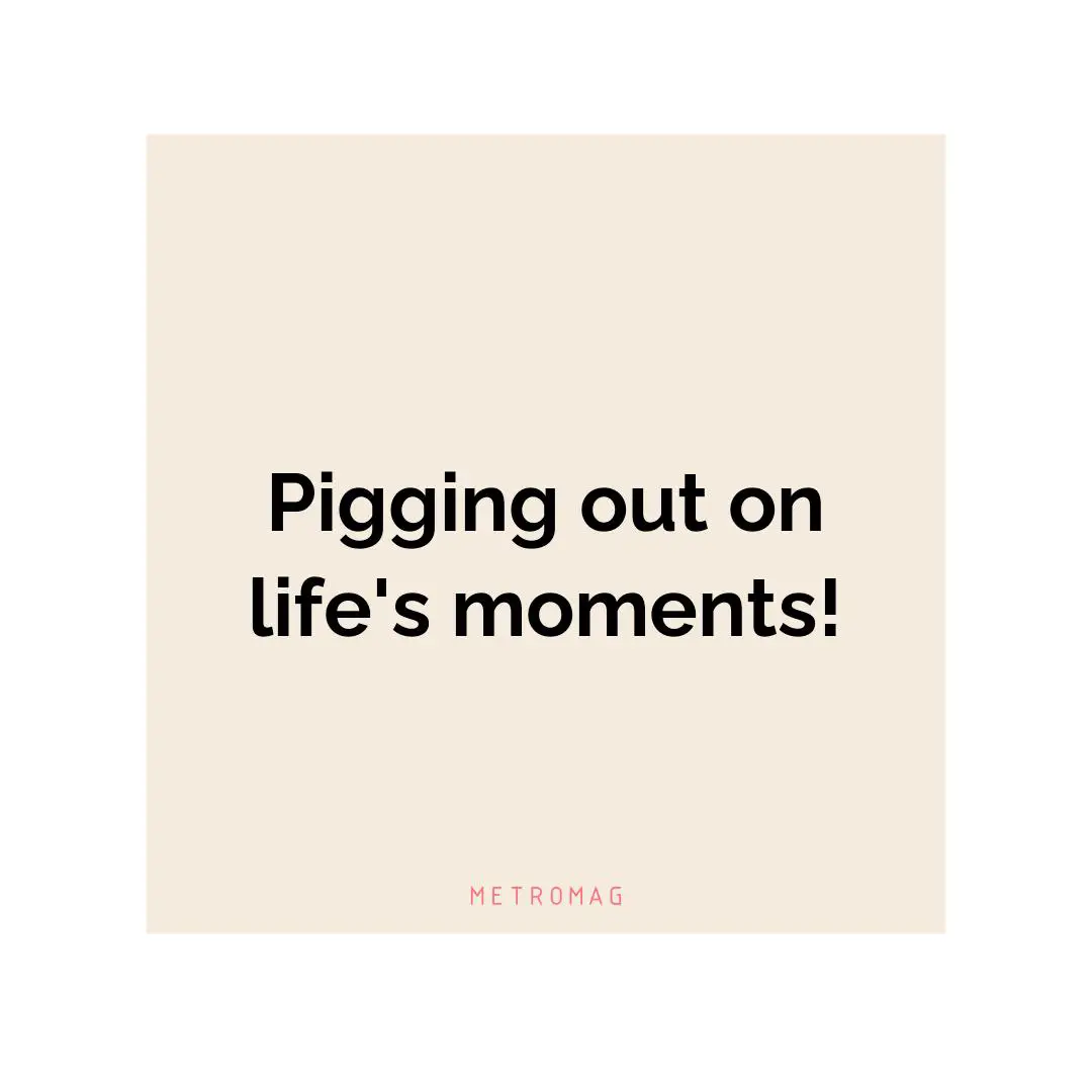 Pigging out on life's moments!