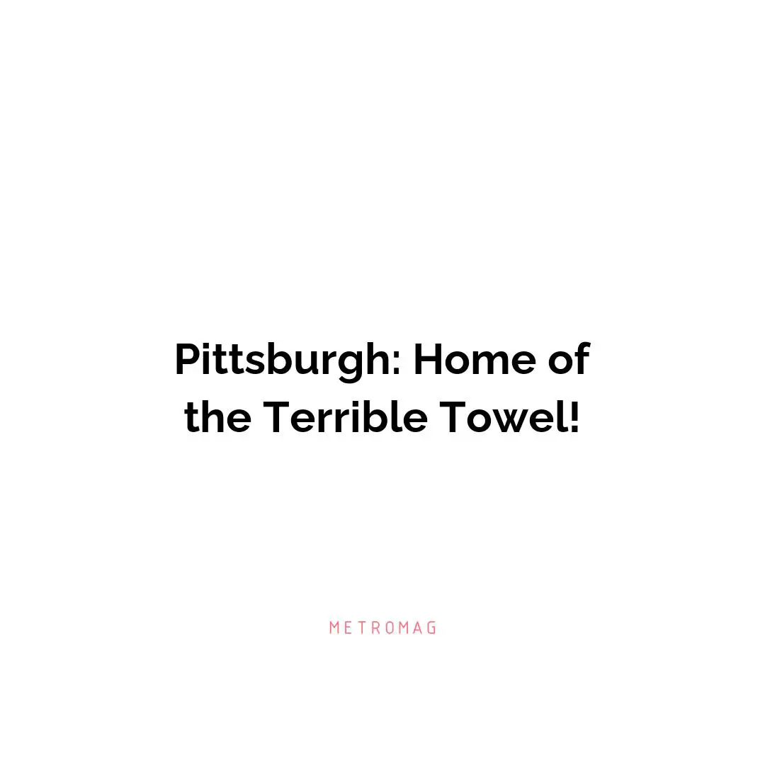 Pittsburgh: Home of the Terrible Towel!