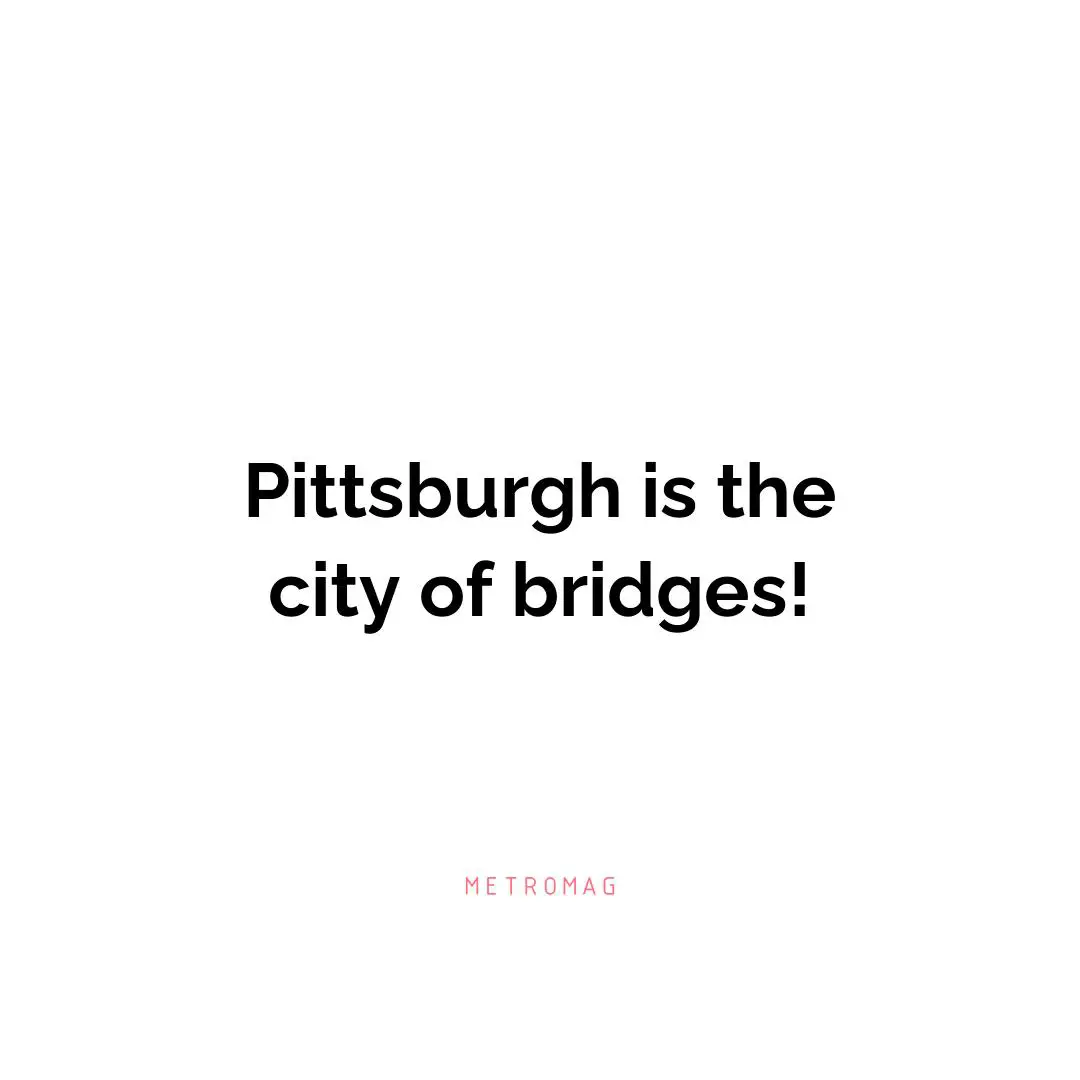 Pittsburgh is the city of bridges!