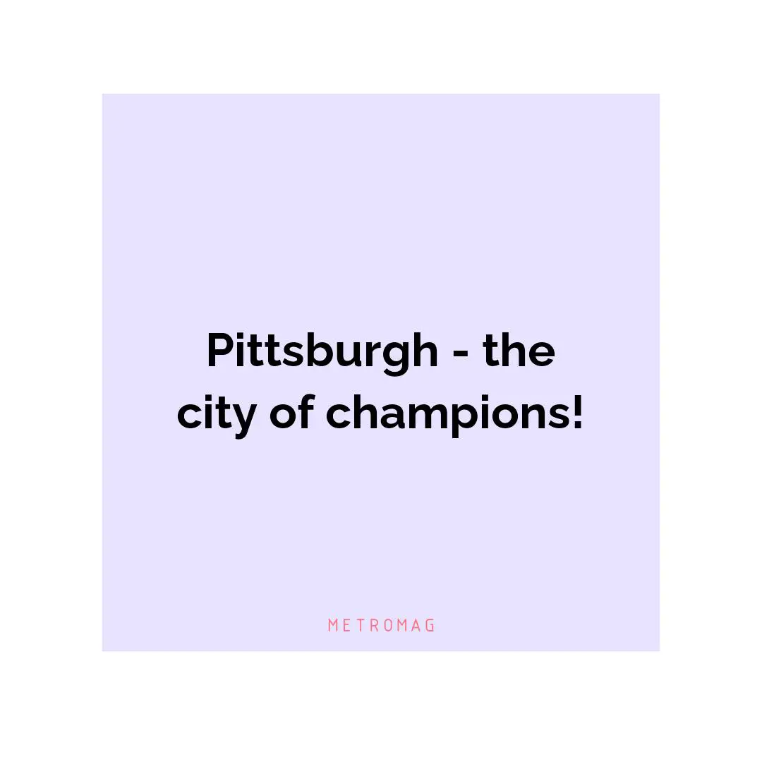 Pittsburgh - the city of champions!