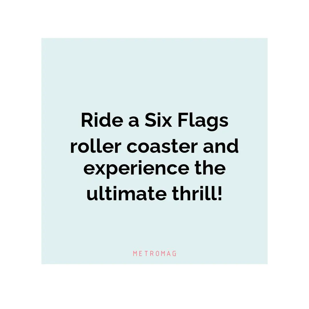 Ride a Six Flags roller coaster and experience the ultimate thrill!
