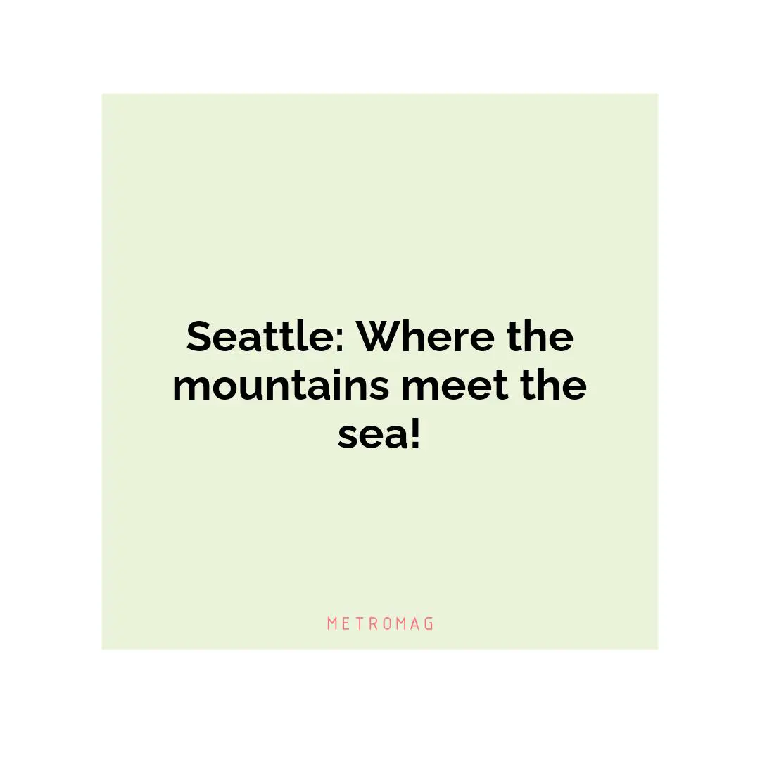Seattle: Where the mountains meet the sea!