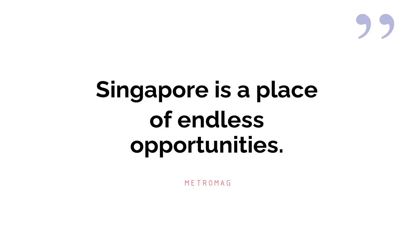 Singapore is a place of endless opportunities.