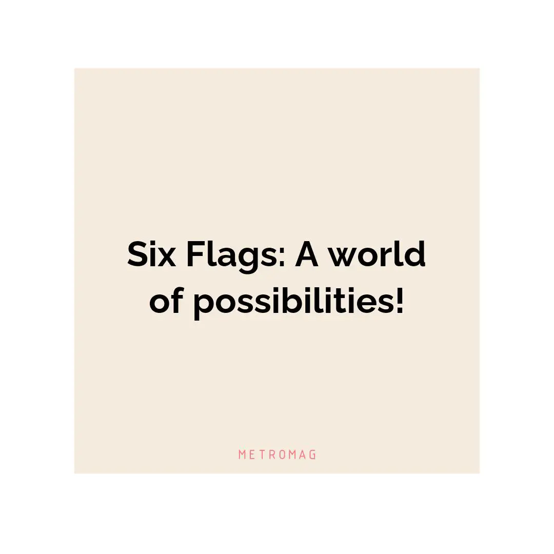 Six Flags: A world of possibilities!