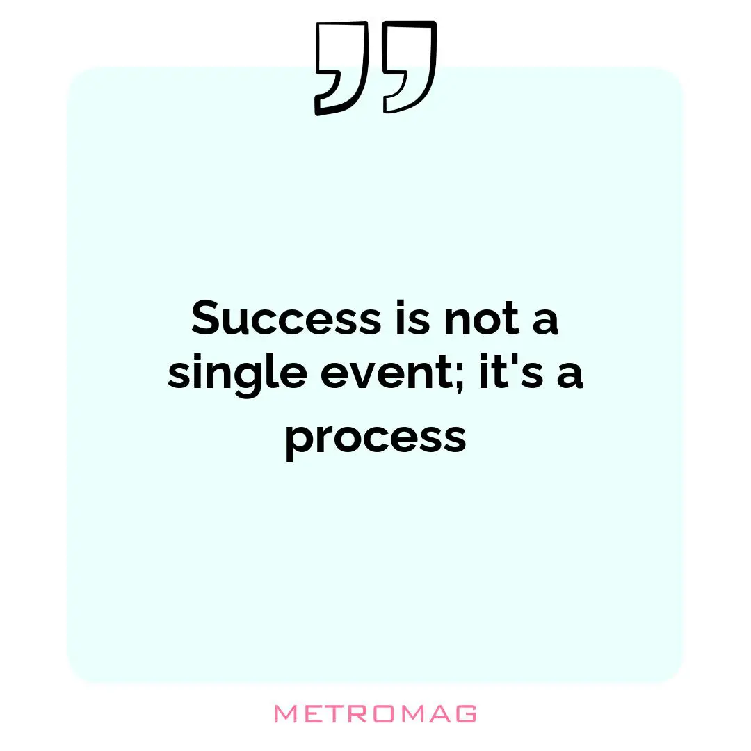Success is not a single event; it's a process