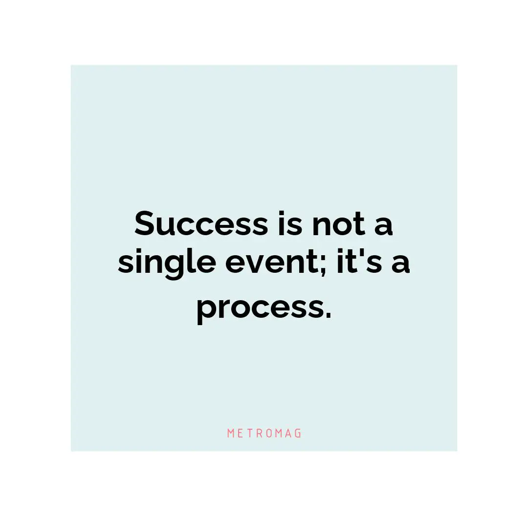 Success is not a single event; it's a process.