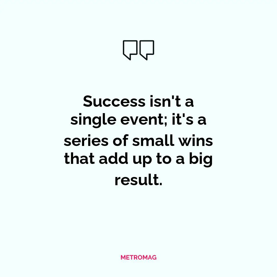 Success isn't a single event; it's a series of small wins that add up to a big result.