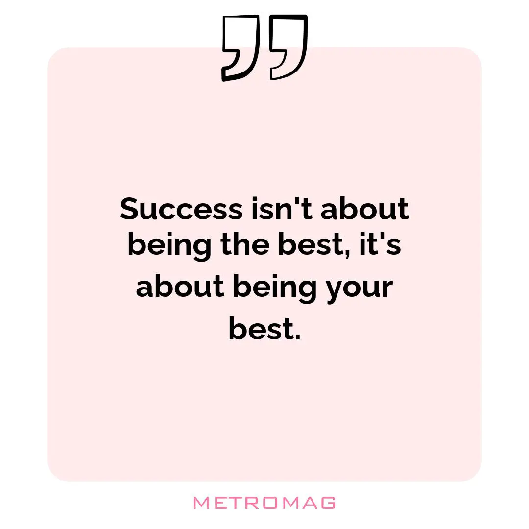 Success isn't about being the best, it's about being your best.