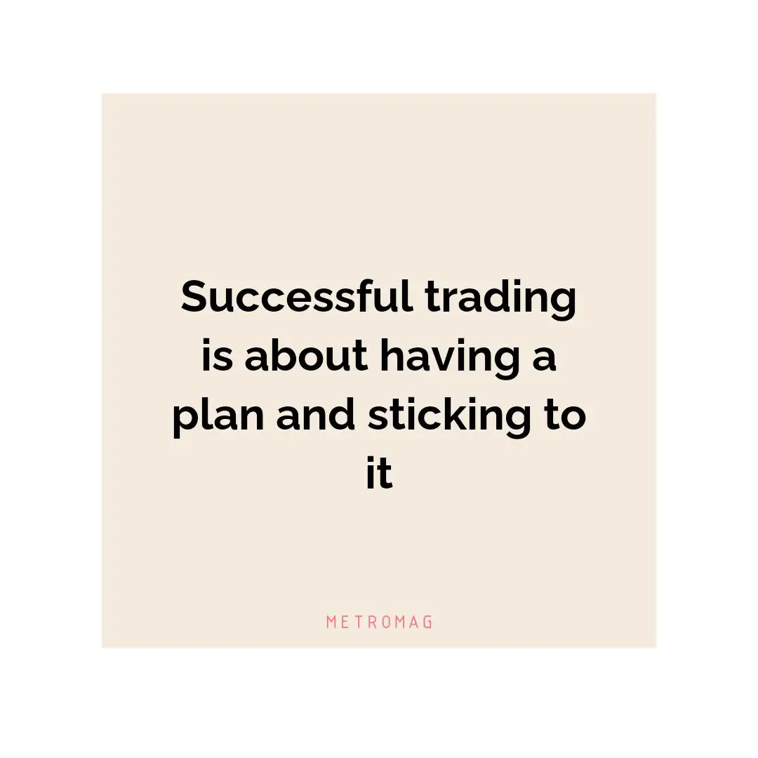 Successful trading is about having a plan and sticking to it