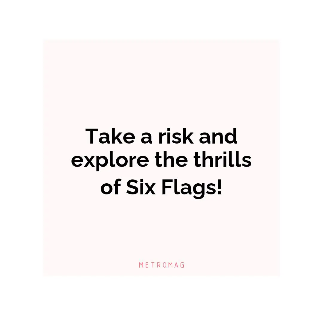 Take a risk and explore the thrills of Six Flags!