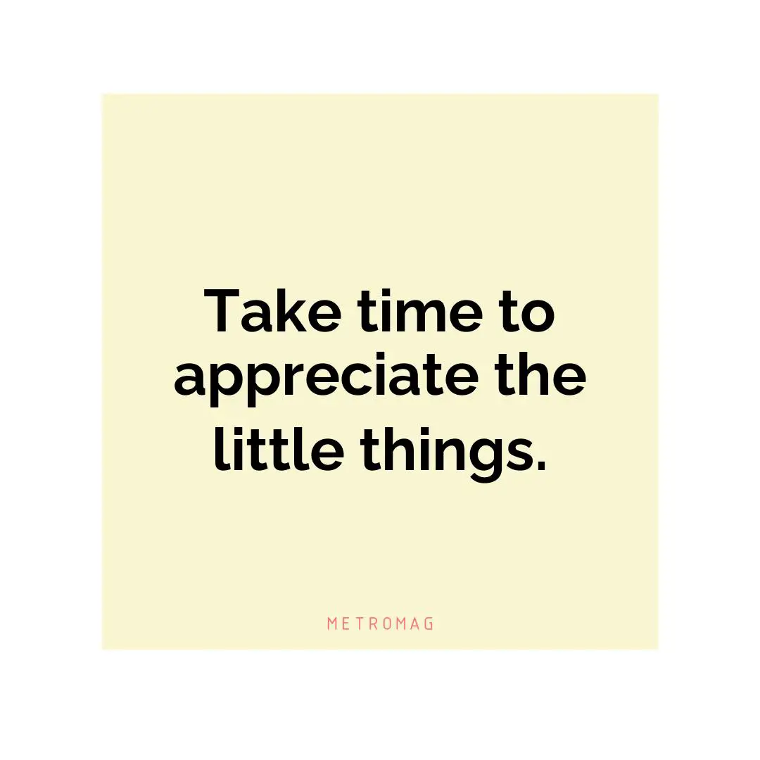 Take time to appreciate the little things.
