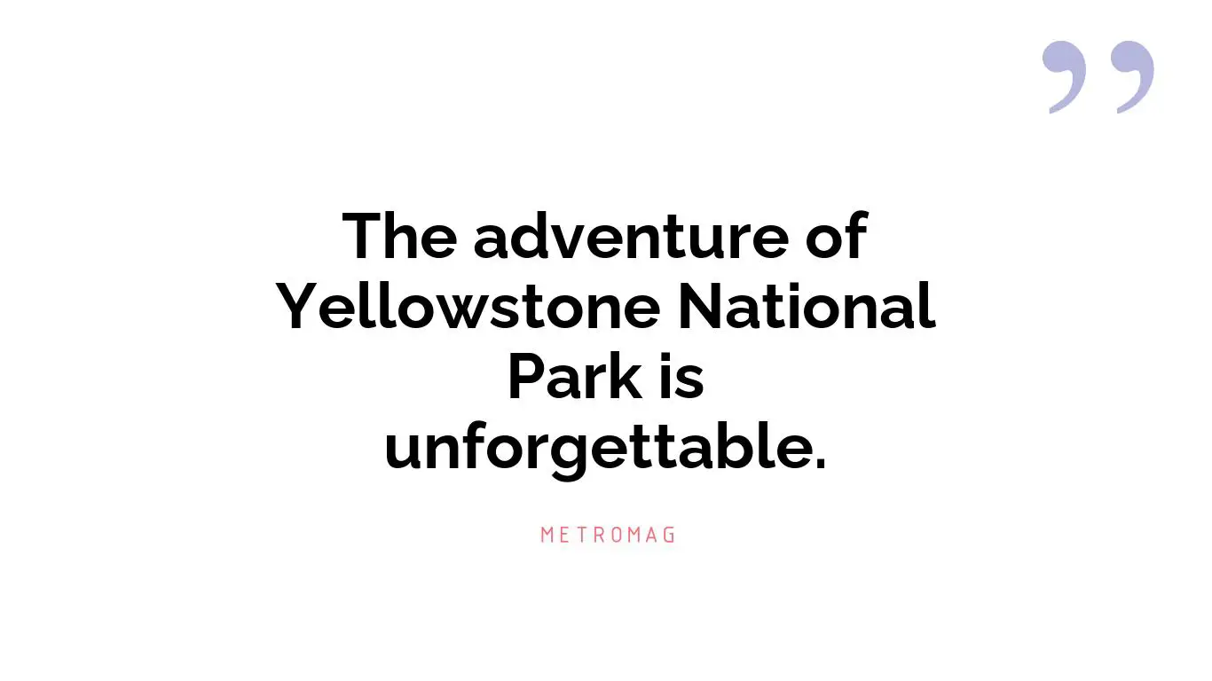 The adventure of Yellowstone National Park is unforgettable.