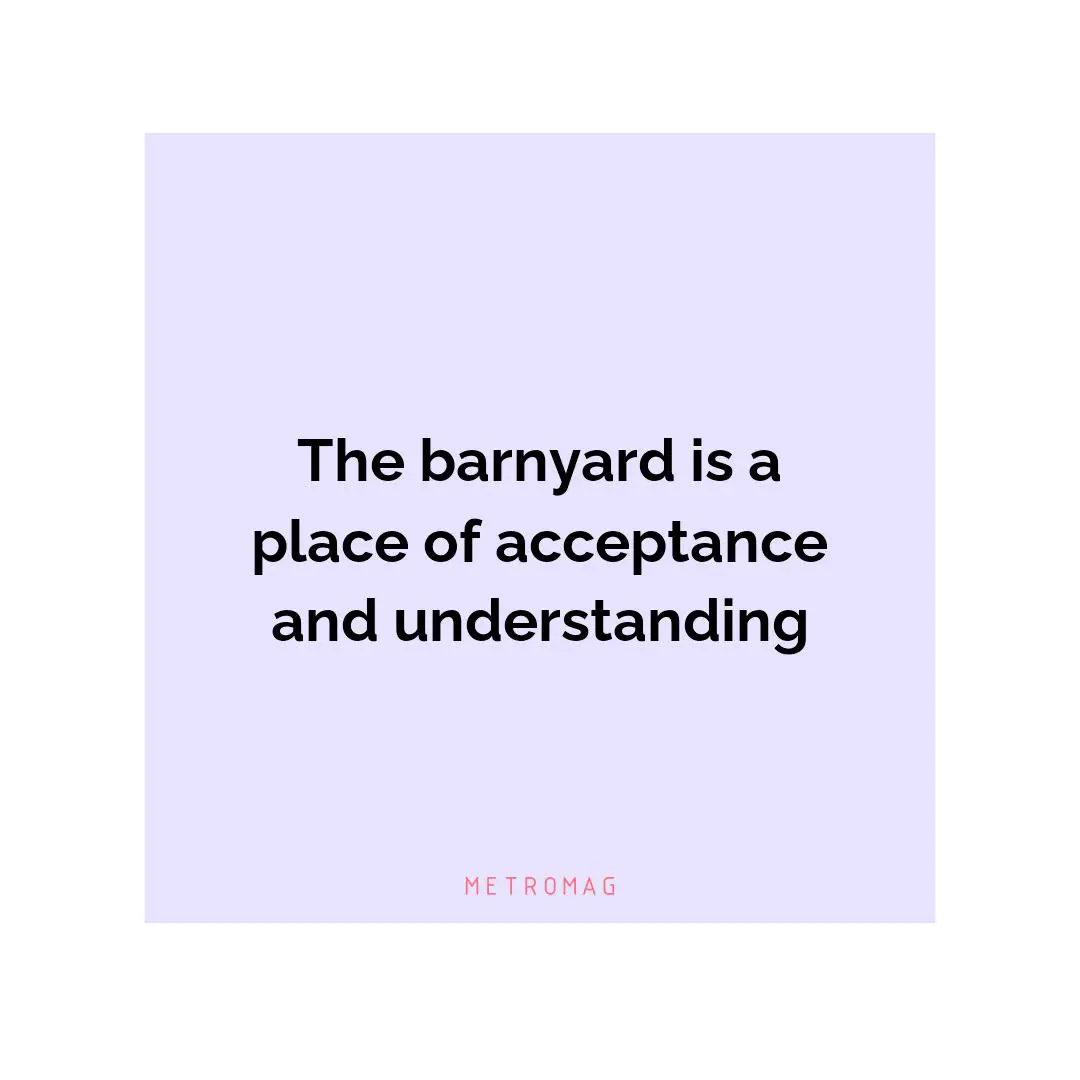 The barnyard is a place of acceptance and understanding