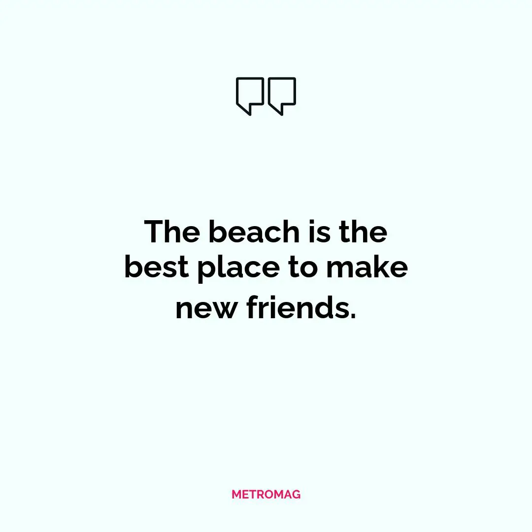 The beach is the best place to make new friends.