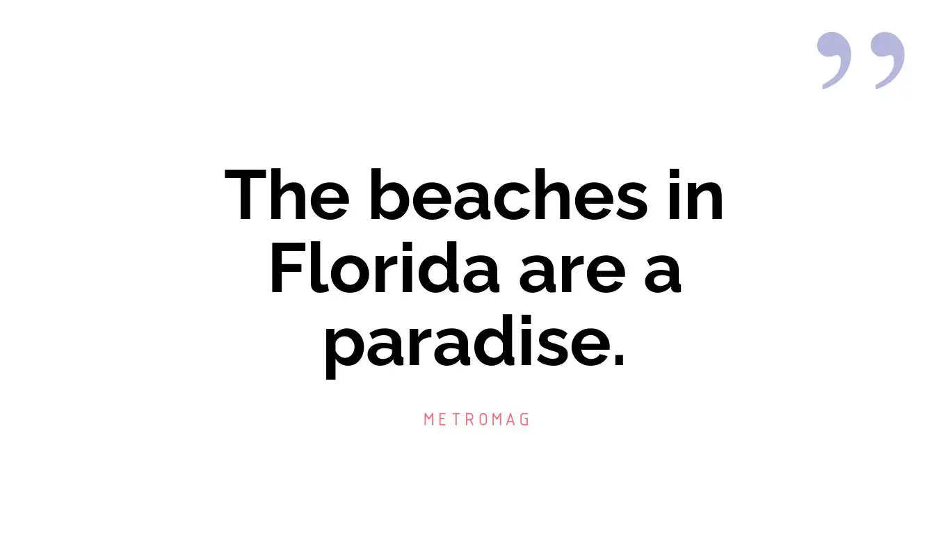 The beaches in Florida are a paradise.