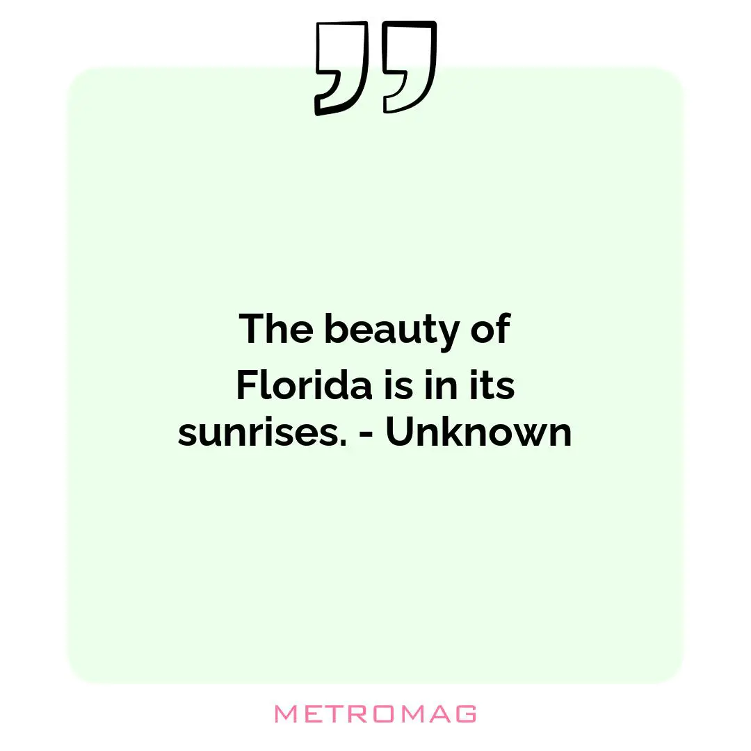 The beauty of Florida is in its sunrises. - Unknown