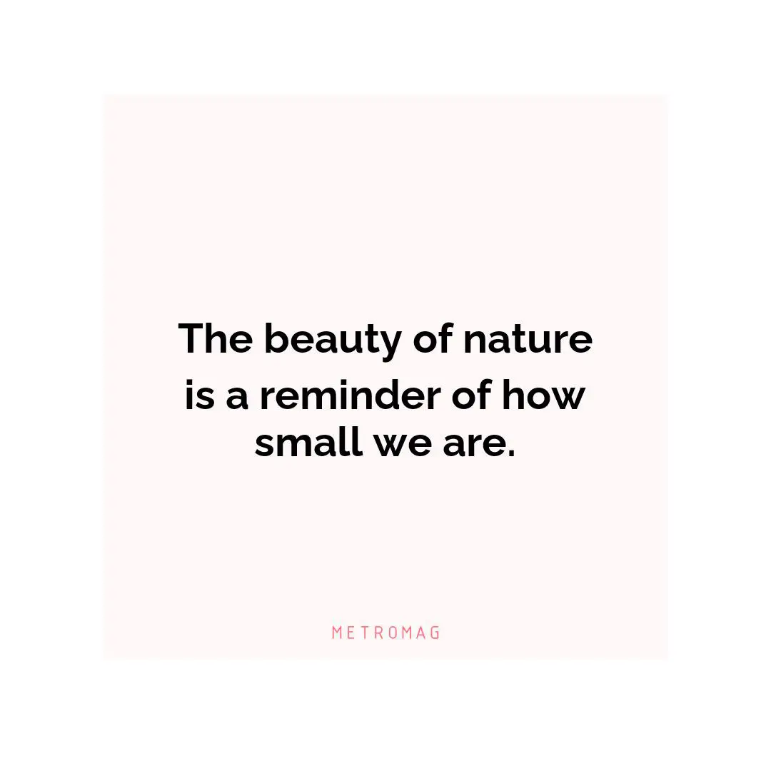 The beauty of nature is a reminder of how small we are.