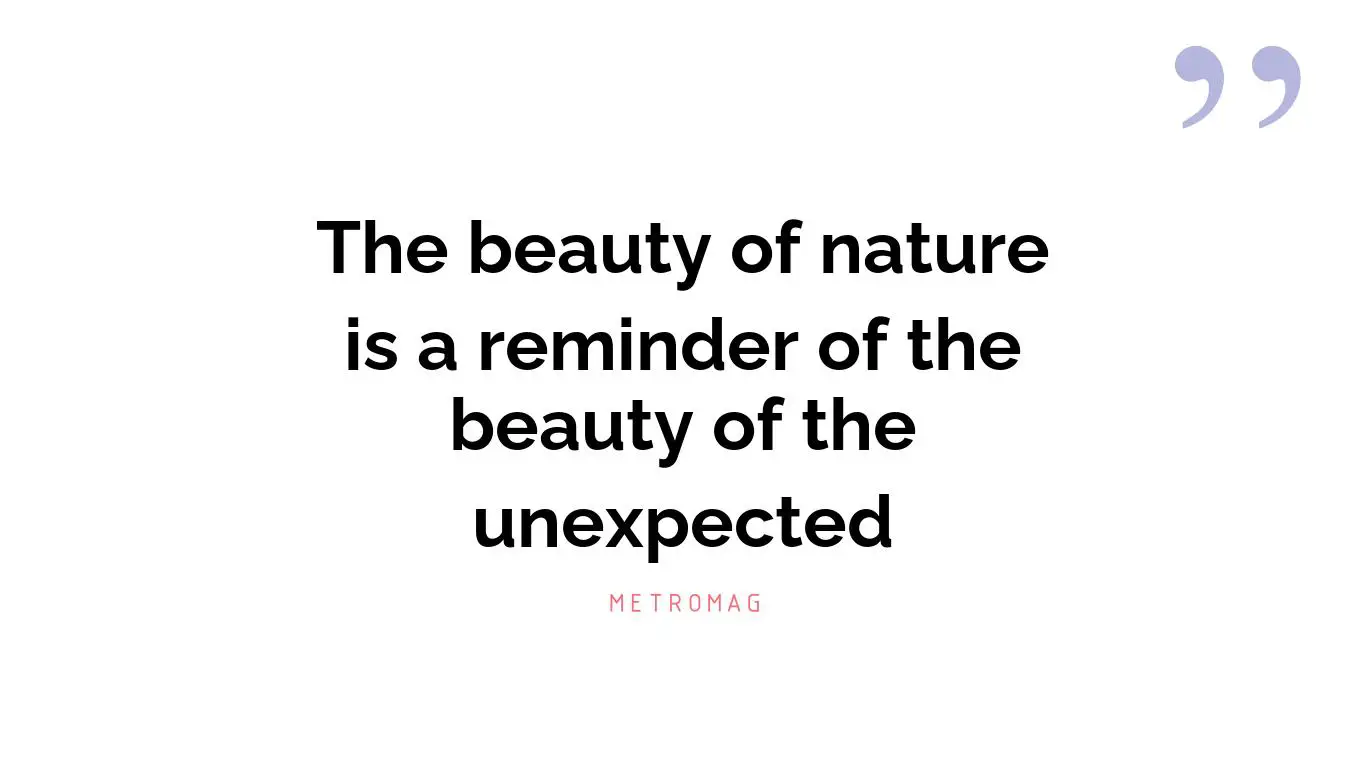 The beauty of nature is a reminder of the beauty of the unexpected
