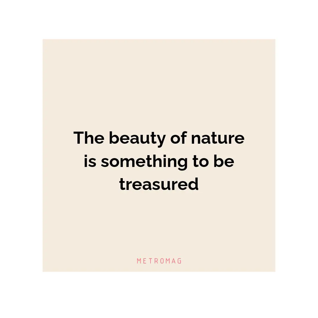 The beauty of nature is something to be treasured