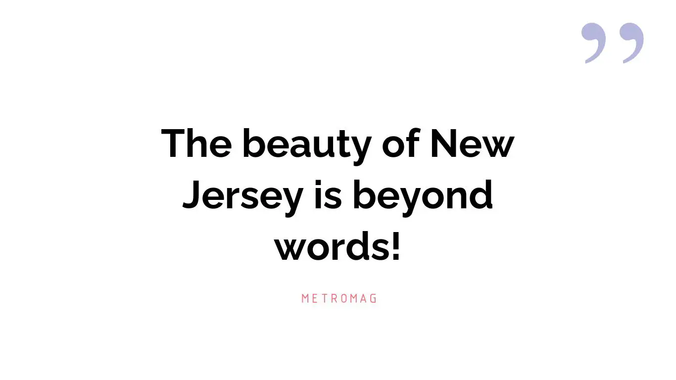 The beauty of New Jersey is beyond words!