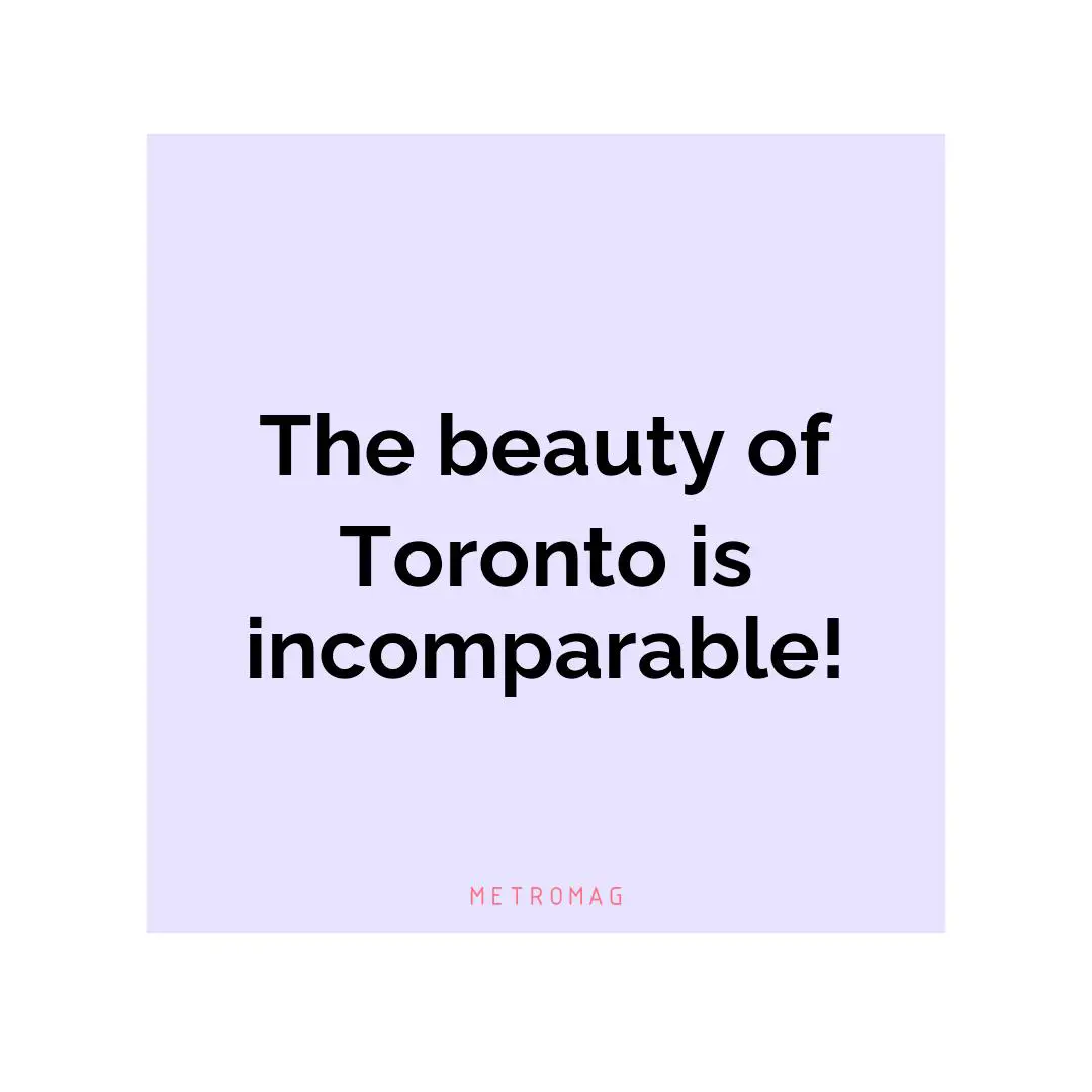 The beauty of Toronto is incomparable!