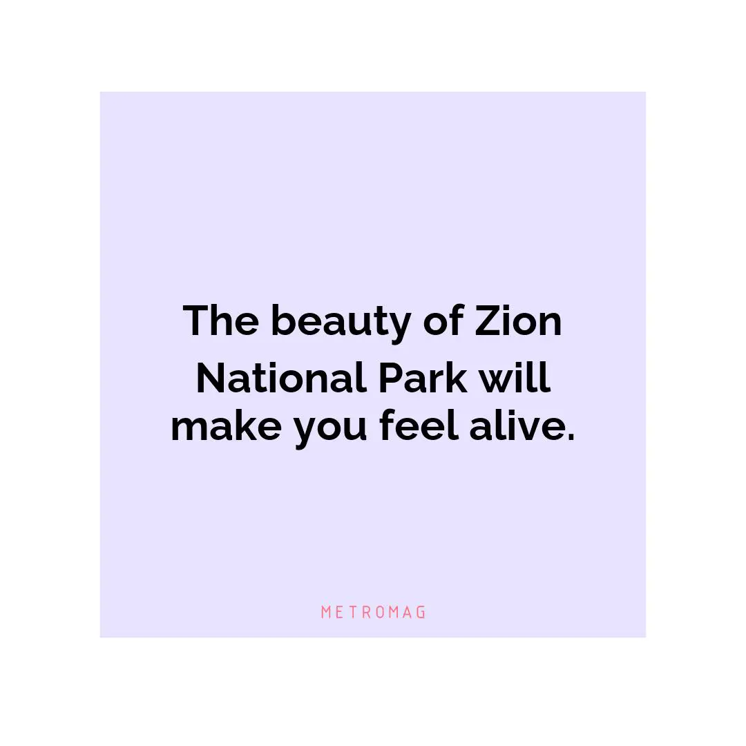 The beauty of Zion National Park will make you feel alive.