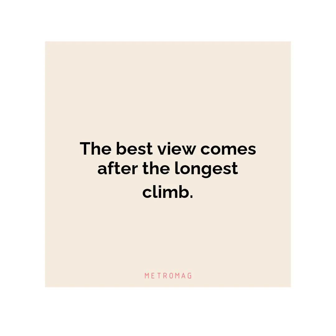 The best view comes after the longest climb.