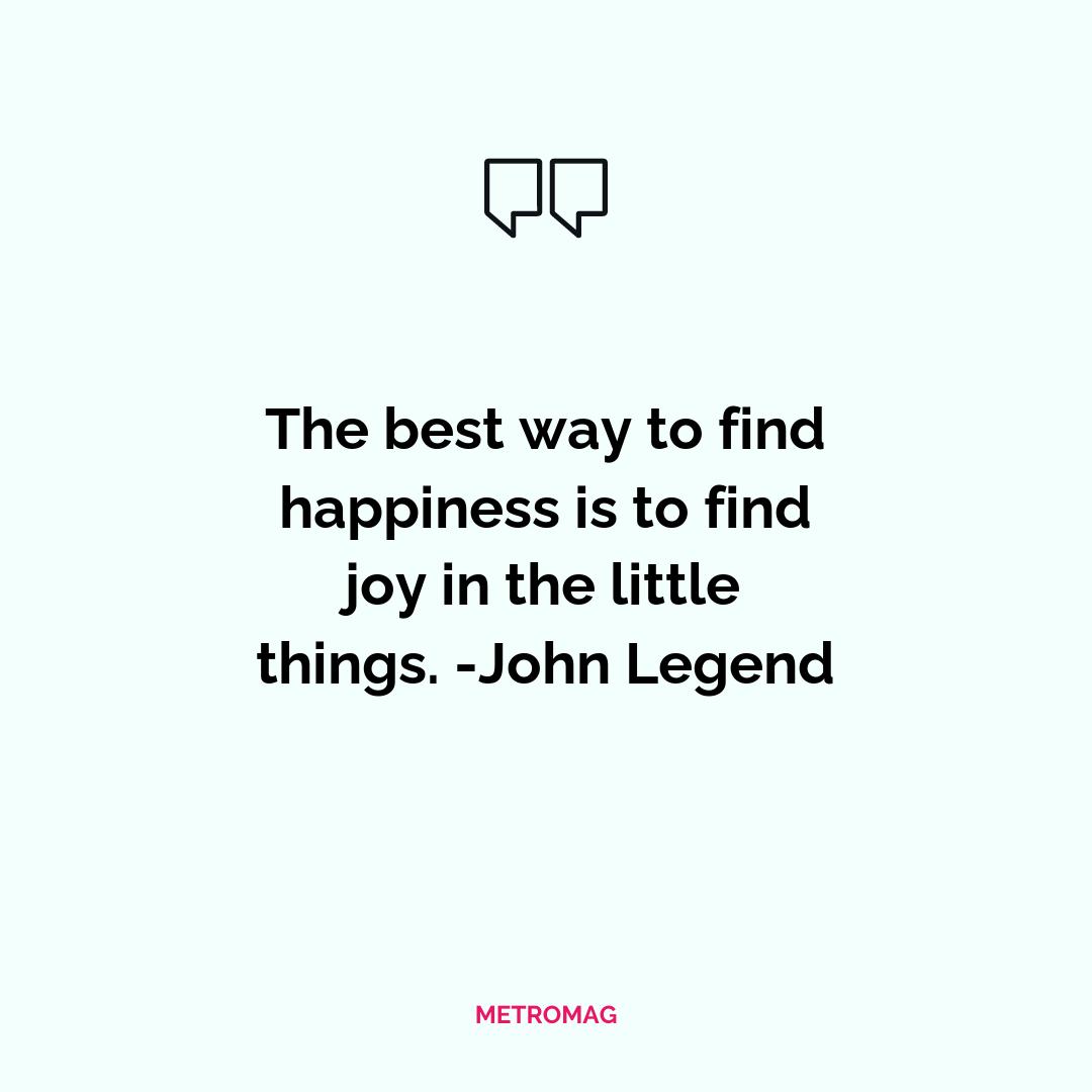 The best way to find happiness is to find joy in the little things. -John Legend
